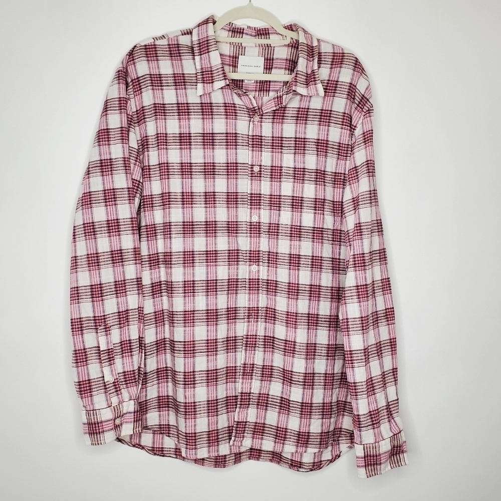American Eagle Classic Fit Plaid Shirt Men's XXL Long Sleeve‎ Button-up Grunge